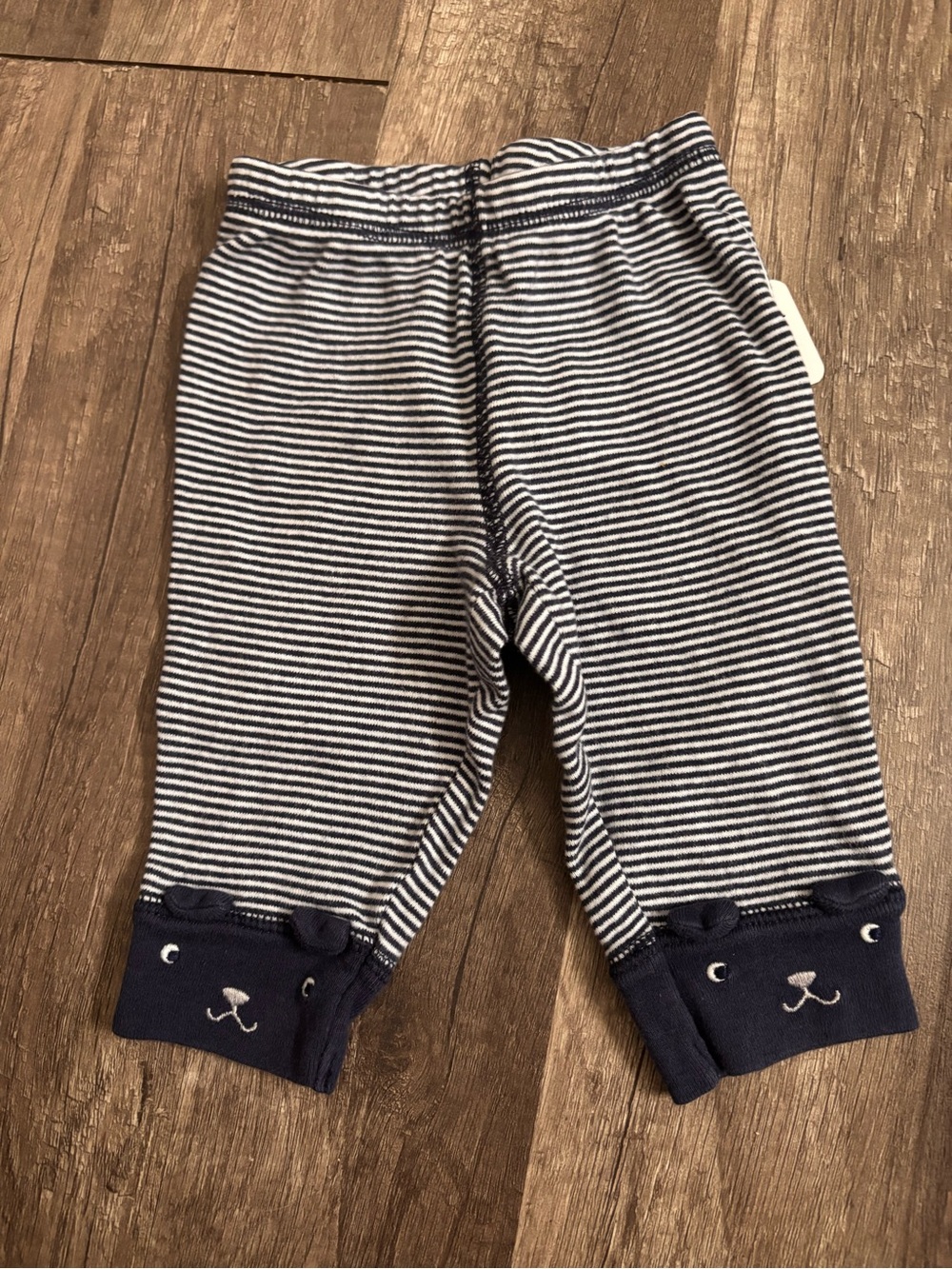 Carter's Navy & White Striped Baby Leggings with Bear Cuffs. 215